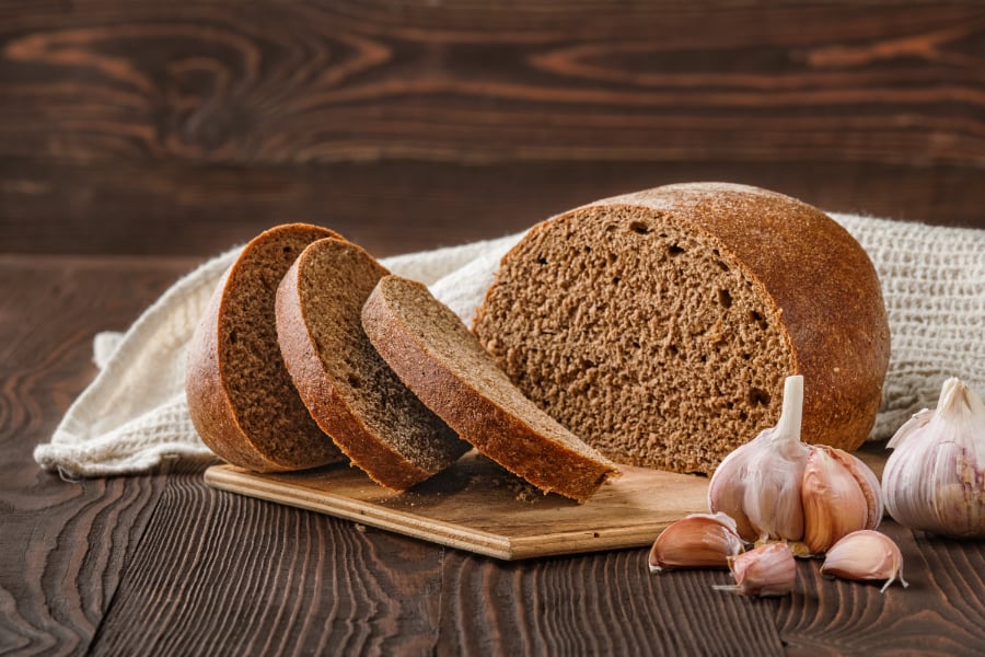 Ukrainian Original Rye Bread - Wholesome goodness enhanced with garlic, 170 calories per 100 grams